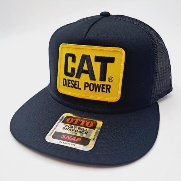 Retro CATDiesel Power Embroidered Patch Flat Bill Trucker Mesh Snapback Cap Hat - Picture 3 of 4